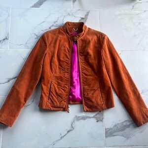 Gorgeous woman’s leather orange jacket size S
